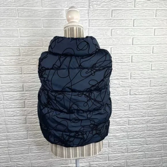 Calvin Klein Performance Puffy Blue Vest Black Velvet Squiggles Size Medium - Picture 5 of 9